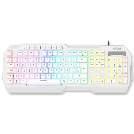 Krom Pack Gaming Kenta - Kit 4 en 1 RGB con Teclado de Membrana Anti-Ghosting, Ratón 7200 DPI, Auriculares 50 mm y Alfombrilla Grande Blanco